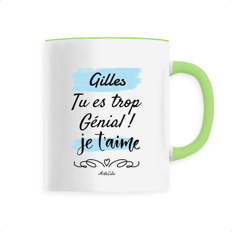 Cadeau anniversaire : Mug - Gilles je t'aime - 6 Coloris - Cadeau Tendre - Cadeau Personnalisable - Cadeaux-Positifs.com -Unique-Vert-