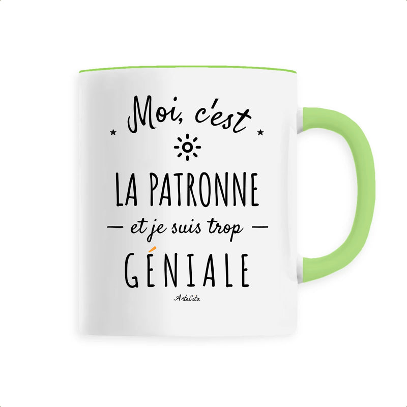 Cadeau anniversaire : Mug - La Patronne est trop Géniale - 6 Coloris - Cadeau Original - Cadeau Personnalisable - Cadeaux-Positifs.com -Unique-Vert-